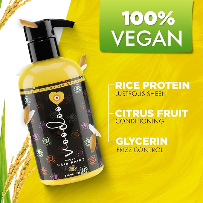 MOEHAIR Semi-Permanent Hair Color | Dark Blue Hair Dye 8 Oz | No Ammonia, Sulfate or Paraben | Vegan & Cruelty-Free | Voodoo Serenity Blue Hair Color (Yellow)