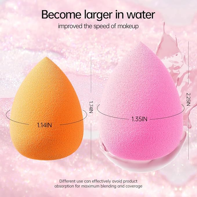 AJOKE 10 Pcs Perfect Makeup Sponge Set Blender Flawless for Liquid, Multi-colored Beauty Makeup Sponges