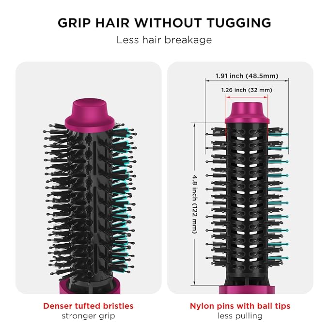 Aima Beauty One Step Hair Dryer & Volumizing Hot Air Brush, Ceramic Straightener Brush, Curler & Hot Comb 4 in 1 Salon Ionic Hair Brush, Rose Pink