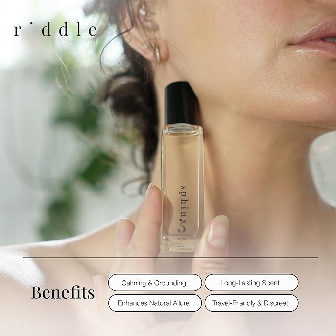 Riddle Sphinx Roll-On Pheromone Perfume Made in USA - Premium Rollerball Fragrance for Women Egyptian Musk & Sandalwood - Long-Lasting Alcohol-Free Gentle on Skin - Ideal for Daily Use and Travel