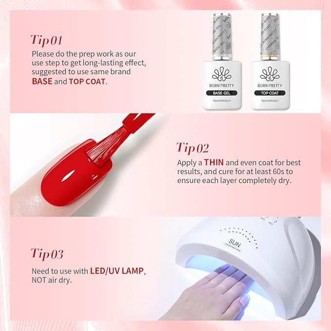Born Pretty Red Gel Nail Polish Valentine's Day Gift Red Heart Color Gel Polish Nail Art Design Manicure Salon DIY Home 15ml