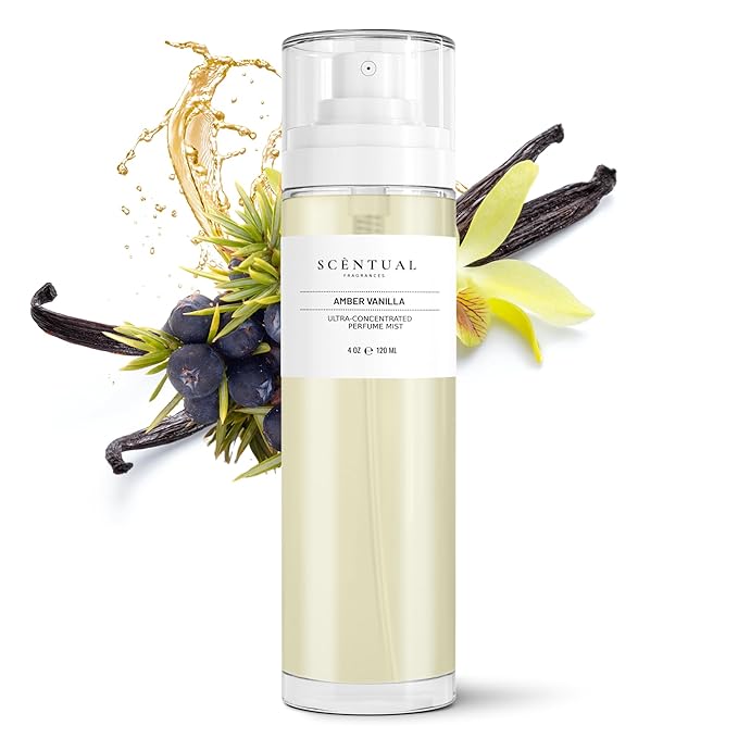 Ultra-Concentrated Hair & Body Perfume Mist, Long Lasting Women's Fragrance, Gourmand Perfumes for Women, Vegan and Cruelty Free (Amber Vanilla)