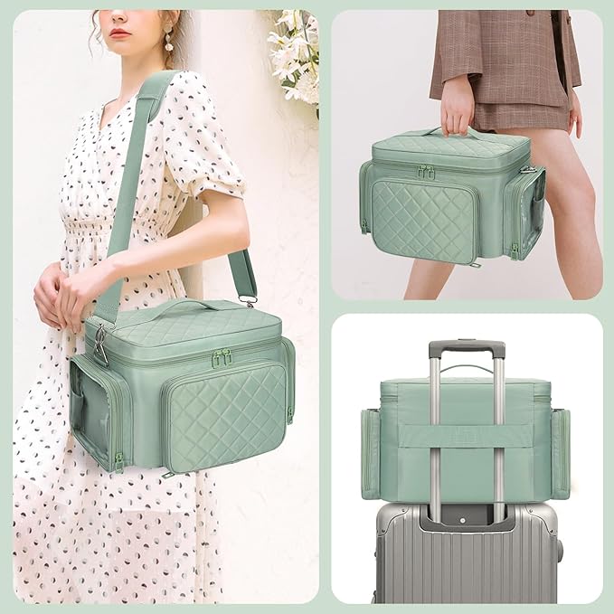 Nail Polish Organizer, Nail Polish Storage Holds 42+ Bottles & Nail Lamp, Portable Travel Nail Kit Storage Carrying Case Fits Nail Suppiles, Gift for Manicurist, Grils - Green