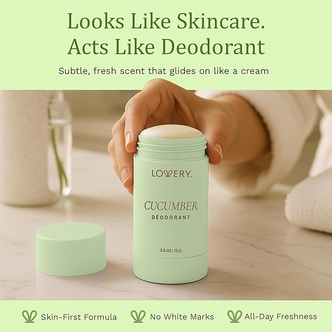 Clean Deodorant for Women Aluminum-Free 24-Hour Odor Protection – Refreshing Cucumber Scent with Organic Coconut Oil & Shea Butter, Baking Soda Free, Cruelty-Free, Gentle for Sensitive Skin, 2.65 oz