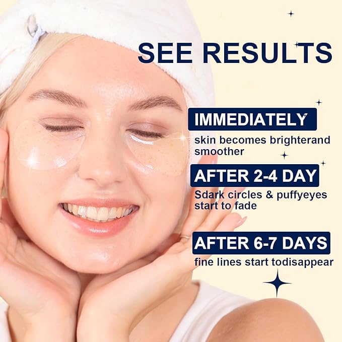 Lunara Under Eye Patches 28 Pairs, 5-Min Energizing Hydrogel Eye Masks with Caffeine Vitamin C Peptides Niacinamide, Refreshing Tired Eye, Includes Two Bonus Eye Serums, Luxury Spa Gifts for Women