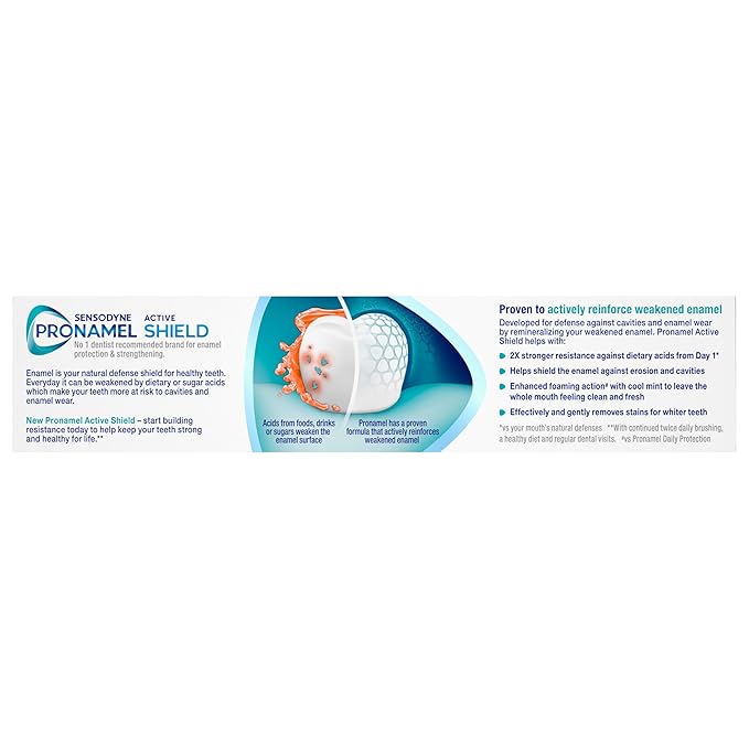 Sensodyne Pronamel Active Shield Whitening Enamel Toothpaste, Cool Mint - 3.4 Ounces x 3