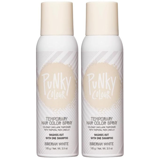 Punky Temporary Hair Color Spray – Siberian White, Instant Vivid Temporary Hair Dye for Women, Wash Out, Hair-Color Spray, 3.5 oz, 2 Pack