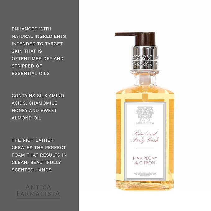 Antica Farmacista Hand & Body Wash - Luxury Nourishing Body Wash - Hydrating Hand Cleansing Wash - Bath & Body Gift - Peonia, Gardenia & Rosa, 10 fl oz