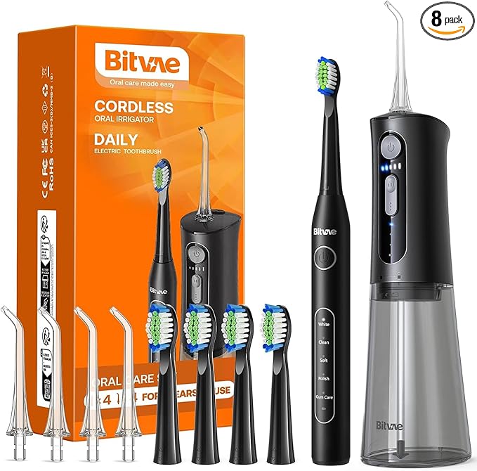 Water Flosser and Electric Toothbrush Combo - Cordless Water Flosser for Teeth - 5 Modes Sonic Electric Toothbrush, 3 Modes Portable Water Floss…