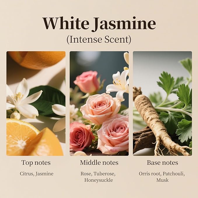 White Jasmine Essential Oil for Waterless Diffusers,Reed Diffuser Refill,Premium Fragrance for Home Decor,Hotel Style Collection - Plastic Bottle,100ml(3.4 fl.oz)