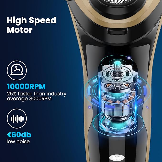 SweetLF Electric Razor for Men with Pop-Up Trimmer, IPX7 Waterproof Electric Shaver, Rechargeable Cordless Shavers for Men, Type-C, 120Mins Runtime, Plug & Play