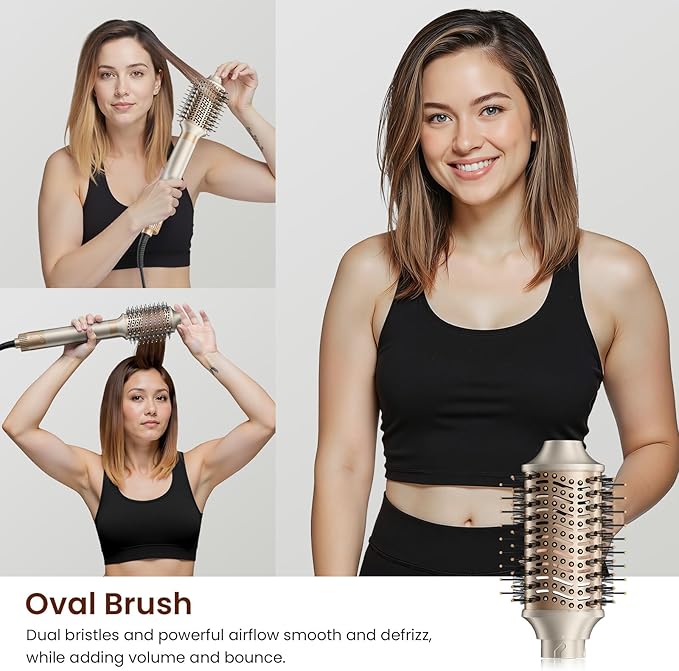 6-in-1 Hot Air Styler – Hair Dryer & Versatile Air Styler with Auto Curler, Volumizing Brushes, Straightener，Frizz-Free Hair Styler for Curling, Straighting, Smoothing & Adding Volume, No Heat Damage