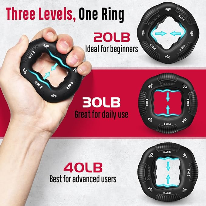 FitBeast Grip Strength Trainer, Hand Gripper Strengthener Kit - 6 Pack with Adjustable Resistance Forearm Strengthener, Forearm Exerciser and Massage Balls for Hand Therapy, Grip Training