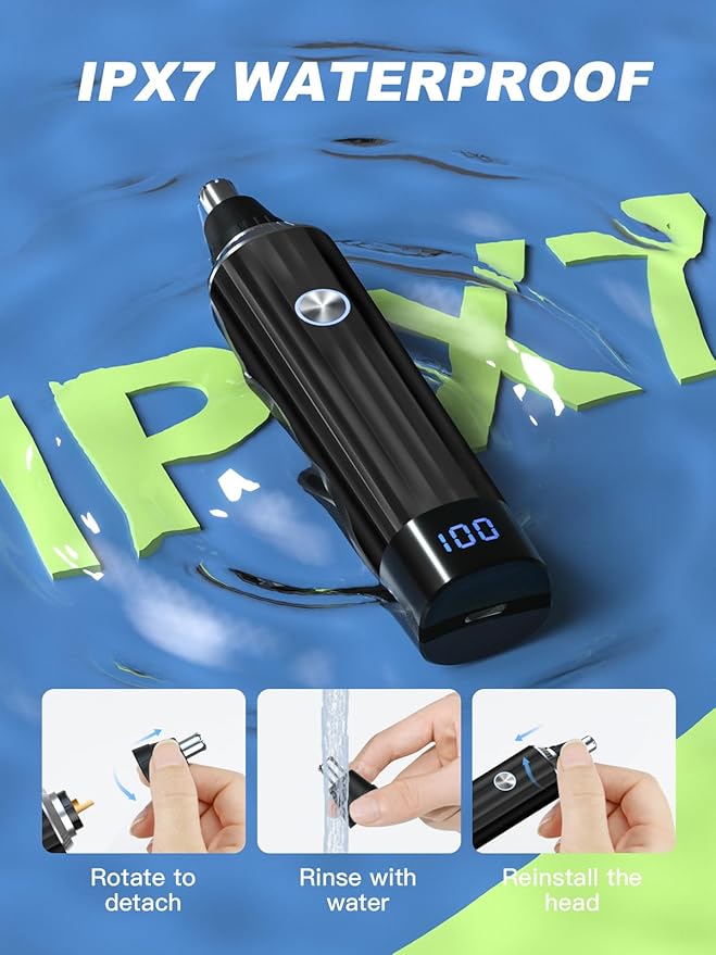 LED Display Ear and Nose Hair Trimmer Clipper for Men Women,2025 Rechargeable 2 in 1 Professional Painless Eyebrow & Facial Hair Trimmer with Powerful Motor