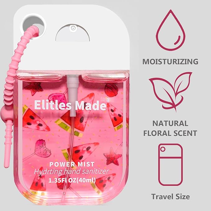 Hand Sanitizer Spray, Watermelon Spray Hand Sanitizer Travel Size With Cute Keychain, Scented Pocket Power Mist Hydrating Women Teen Girl Gifts, 1.35FL.OZ