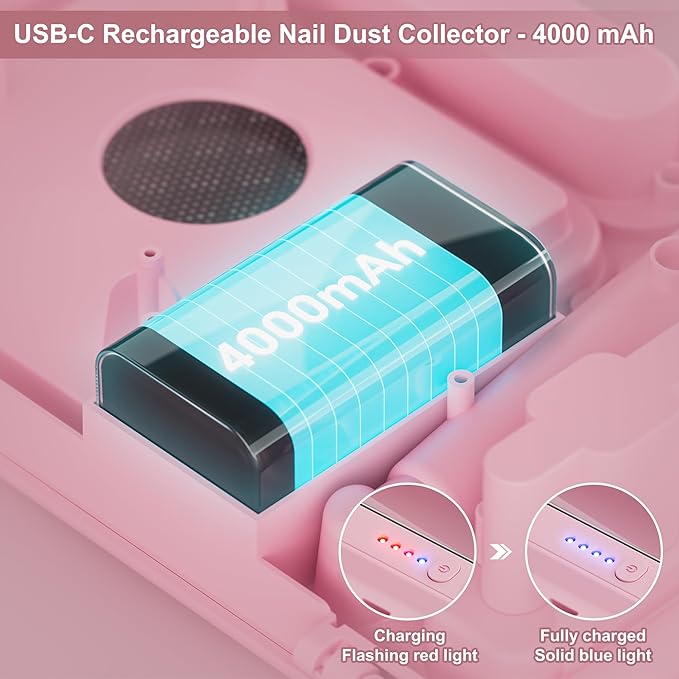 WOBSION Nail Dust Collector & Electric Cordless Nail Drill 2-in-1 Set, Portable Acrylic Gel Nail Removing and Polishing Manicure Tools for Beginners,Lightweight &Rechargeable,Ideal for Home