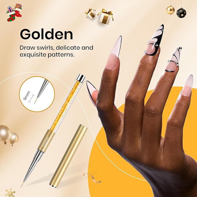 Beetles Gel Polish Nail Art Liner Brushes 5Pcs Painting Art Design Pen Set Diamond Application Rhinestone Handle Dotting Drawing Sizes 5 7 9 11 20mm Nail Design Gift for Women