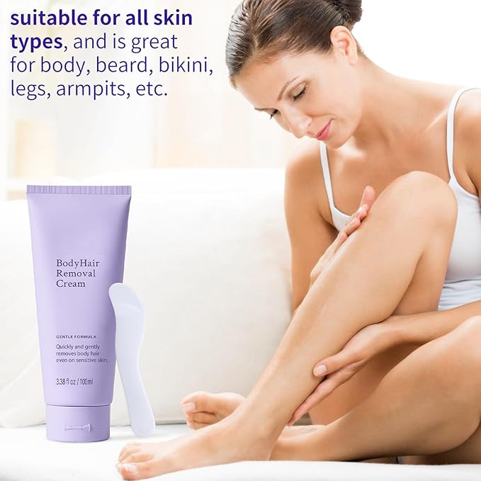 2 PCS Gentle Body Hair Removal Cream for Sensitive Skin, 6.76 Fl Oz, Painless Hairs Removal Cream with Spatula Applicator, Unisex Hair Removal & Skincare