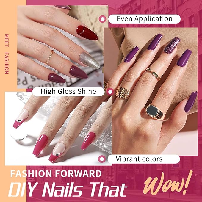 JR 9pcs 15ml Gel Nail Polish Set Red Pink Gel Polish Kit Nude Pink Gel Polish Nail Art Manicure Salon DIY Soak Off UV LED Nail Gel Kit DIY Art Manicure