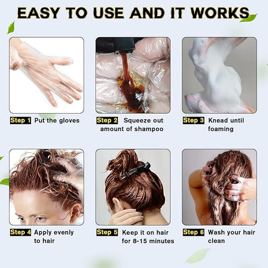 MEIDU Dark Brown Hair Dye Shampoo 3 in 1, Instant Hair Color Shampoo for Women Men, Herbal Ingredients Coloring in Minutes 500ML