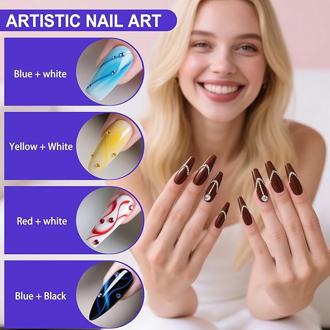 Artdone Gel Nail Polish Set Solid UV Gel 16 Bottles Set Include Top & Matte Top Coat and Base Coat White Pink Yellow Blue Red Colors For All Seasons Neutral Soak Off Manicure Kit For Nail Art