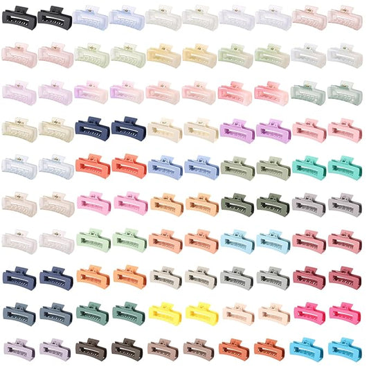 XunYee 100 Pcs Hair Claw Clips Bulk Large Square Jaw Headwear Clips Set for Women Nonslip Rectangle Hair Accessories Clip for Girl Women Gifts Beauty(4.1'',Mixing Colors)
