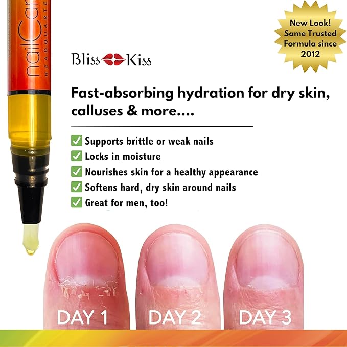 Cuticle Oil Pen for Nails - Nail Strengthener & Growth Oil and Serum for Damaged Nails, Hangnails w/Jojoba cuticle oil—Bali Mango Fragrance - Holographic Glitter Pens 4-Pack