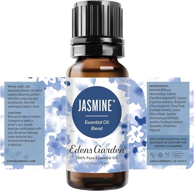 Edens Garden Jasmine Essential Oil Blend – 100% Pure Premium Grade, Natural & Synthetic-Free, Undiluted for Hair Care, Home Diffusers, Skin, Aromatherapy, Massage & Humidifiers 10 ml (.33 fl oz)