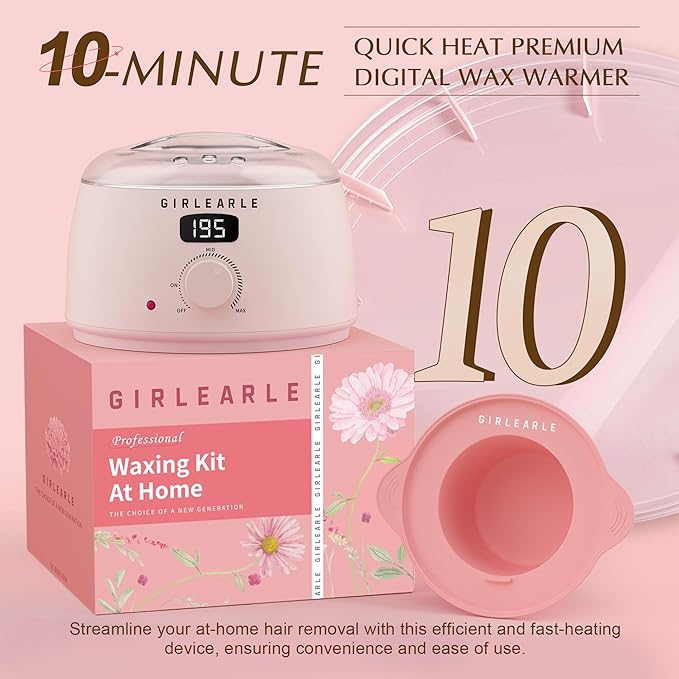 Premium Digital Waxing Kit for Women Sensitive Skin, Wax Warmer Hair Removal for Men at Home with Wax Beads & Silicone Pot, Target Different Types of Brazilian Bikini, Facial, Leg, Full body