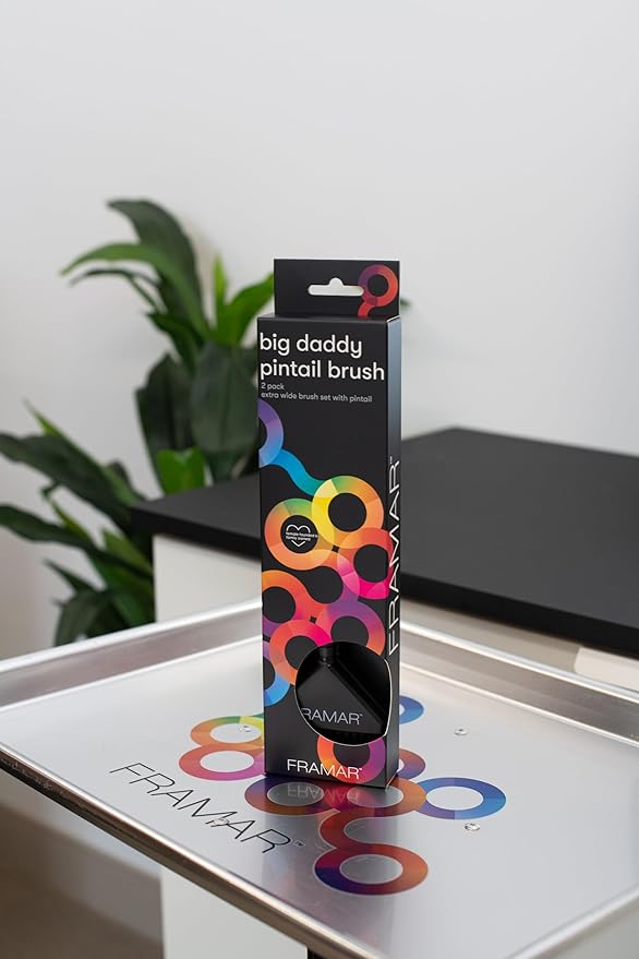 Framar Pin Tail Hair Color Brush Set - Hair Dye Brush Kit, Hair Coloring Brushes for Hair Stylist, Tint Brushes for Hair Color, Easy for Sectioning and Parting Hair - 2 Pack Black