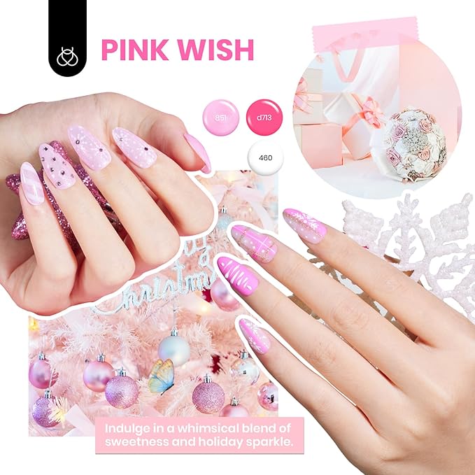 Beetles Christmas Gel Nail Polish Set, Glitz Galaxy UV LED Soak Off Gel Kits, 44Pcs Burgundy Red Gold Green Silver Blue Pink Sparkle Shade with Base Top Coat Winter Manicure Gift for Women