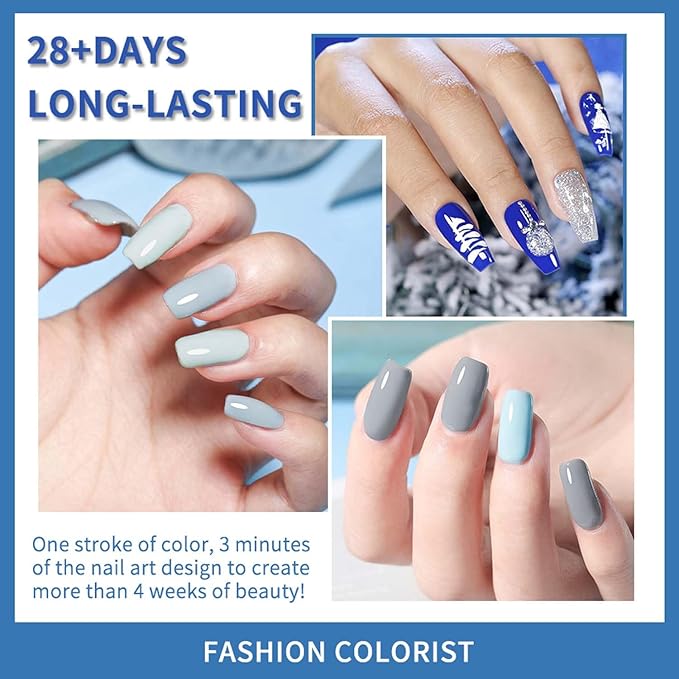 JR 9 PCS 0.5oz Nail Gel Polish Set Same Color Same bottle Ocean Blue Gel Nail Set UV LED Soak Off Polish Set Home DIY Gift Blue Set