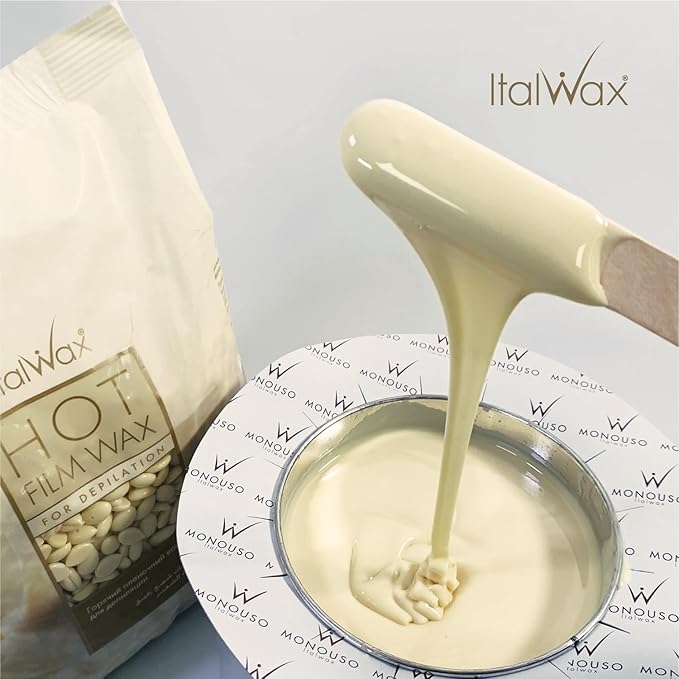 Italwax White Chocolate - 1kg / 2.2lb - Hard wax beads for hair removal - Natural formulation ideal for all skin type - Vanilla aroma - Recommended for Bikini Area and Armpits
