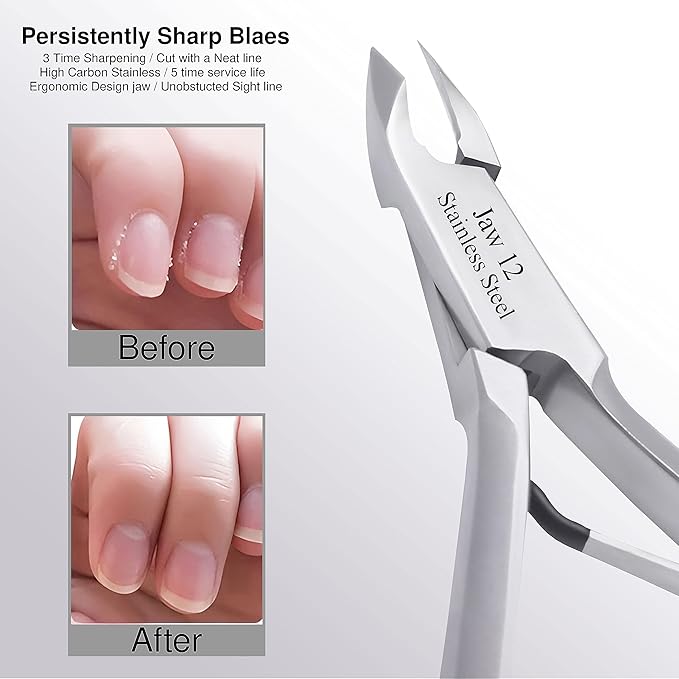 UM Supplies Cuticle Trimmer | Hangnail Remover | Extremely Sharp | Professional Cuticle Nippers | Stainless Steel | Cuticle clippers | Pedicure Manicure Tool (Jaw 12)
