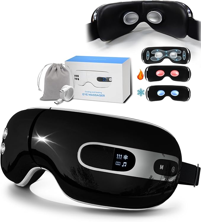 Eye Massager with Heat and Cooling for Migraines, Dry Eyes - Eye Massager Mask for Relaxation Gift for Women and Men