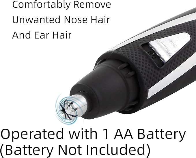Ear and Nose Hair Trimmer Clippers: 2025 Professional Painless Eyebrow & Facial Hair Trimmers Remover for Men Women, Battery Operated Nasal Clipper, Dual Edge Waterproof Blades for Easy Clean, Black
