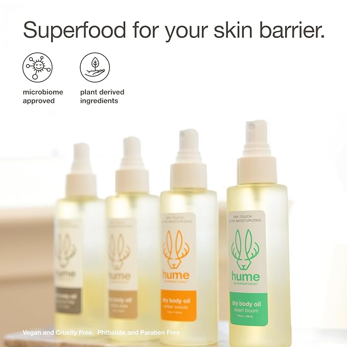 HUME SUPERNATURAL Dry Body Oil Spray - Moisturizing Oil for Dry Skin, After Shower Body Oils for Women and Men, Dry Oil Body Spray, Nourishing, Hydration, Glow, Desert Bloom, 2-Pack