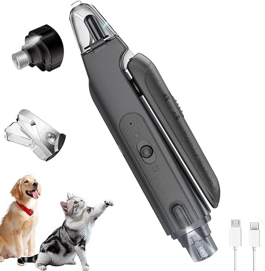 2-in-1 Dog Nail Clippers & Cat Nail Clippers Trimmers for Large Medium Small Dogs Cats Claw Trimmer Quick Sensor and Safety Guard USB Rechargeable with 2 LED Lights Dogs Nail Trimmer (Ivory)