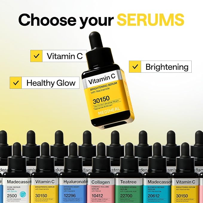MEDIHEAL Vitamin C Brightening Serum (1.35 fl oz, 1 Pack) - Tone-Texture-Glow Care, Manage Skin with Vitamin C, Niacinamide, Hyaluronic Acid