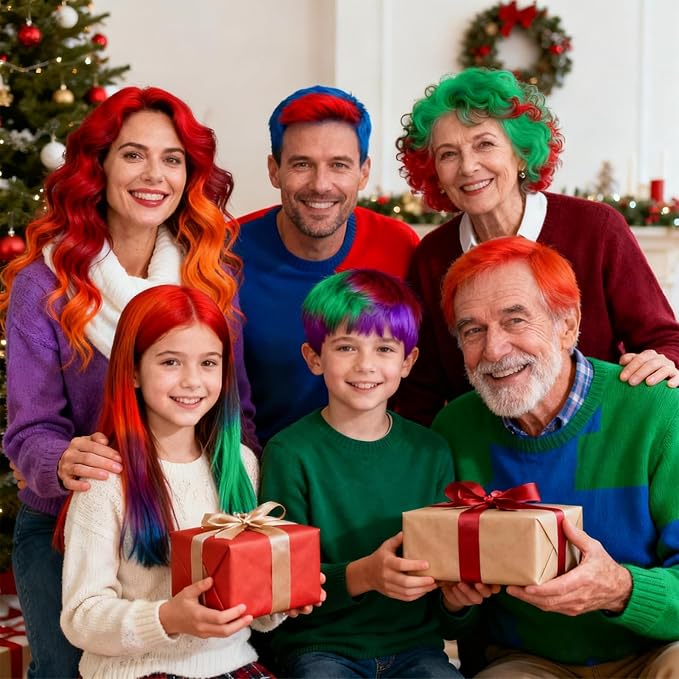 4 Colors Temporary Hair Color Wax for Christmas Party, Stocking Stuffers - DIY Washable Natural Instant Hair Color for Women Temporary Hair Dye for Kids Teens Women Men(Blue&Purple&Red&Green 4pcs)