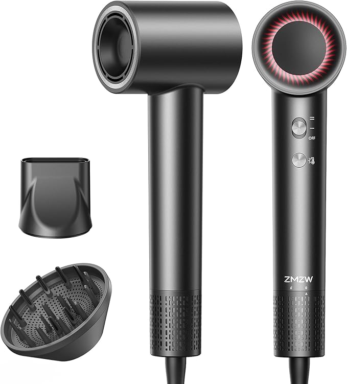 High Speed Hair Dryer 160000 RPM - Quiet Ionic Blow Dryer with Magnetic Diffuser and Concentrator, 500 Million Negative Ions, Lightweight, Thermo-Control Fast Drying Hairdryer for Home Travel Salon