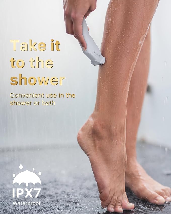 New Bikini Trimmer for Women [LED Light & Diaplay] Electric Foil Shaver for Men, Body Hair Trimmer for Face, Groin, Arm, Back, Wet/Dry Painless Groomer with Ceramic Blade,Travel Razor, White