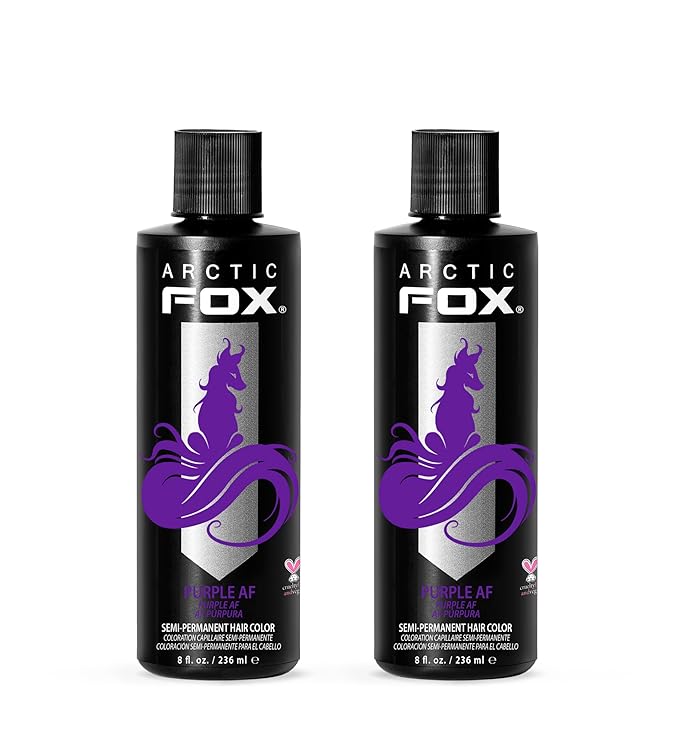 Arctic Fox Semi-Permanent Hair Dye, Vegan & Cruelty-Free, Conditioning, Ammonia-Free, Long Lasting, Purple AF, For All Hair Types, 8 Fl Oz (Pack of 2)