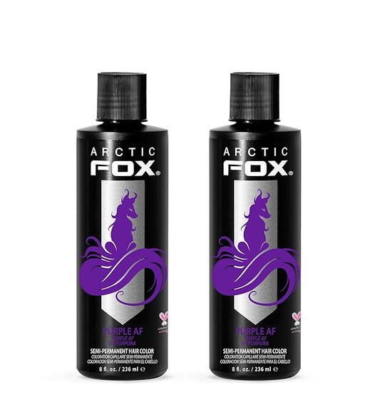 Arctic Fox Semi-Permanent Hair Dye, Vegan & Cruelty-Free, Conditioning, Ammonia-Free, Long Lasting, Purple AF, For All Hair Types, 8 Fl Oz (Pack of 2)
