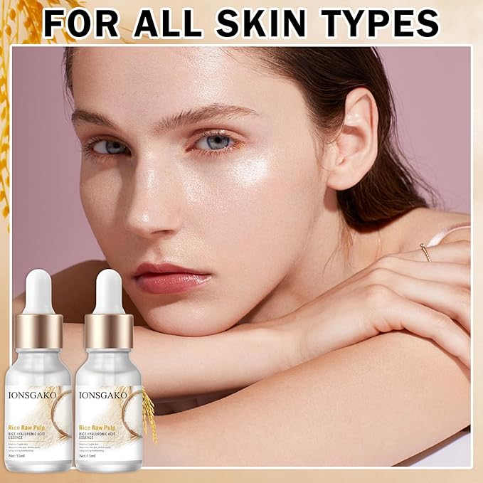 Crema De Arroz para La Piel De Cara Y Cerrar Los Poros Quitar Manchas White Rice Serum for Face Essence Deep Moisturizing Nourishing Suero Crema Para Las Manchas En De La Cara(2PCS)