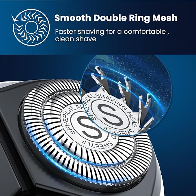 SweetLF Electric Razor for Men with Pop-Up Trimmer, IPX7 Waterproof Electric Shaver, Rechargeable Cordless Shavers for Men, Type-C, 120Mins Runtime, Plug & Play, Blue