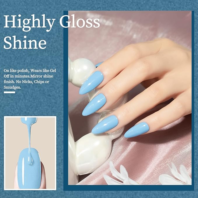 MAYCHAO 15ML Blue Gel Nail Polish 1Pc Blue Gel Polish Soak Off UV LED Nail Polish Nail Art Starter Manicure Salon DIY at Home, 0.5 OZ