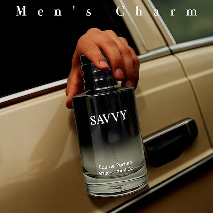 Savvy Long-Lasting Cologne for Men | Bergamot,Lavender,Nutmeg & Papua Vanilla Scent | Eau de Toilette 100ml Spray | Day to Night Fragrance