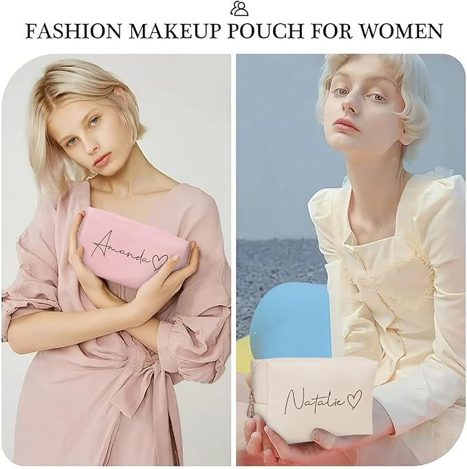 DayOfShe Personalized Name Makeup Bag Christmas Stocking Stuffers for Women Teenager Girls gifts,Custom Cosmetic Bag for Best Friend Birthday Bridesmaids Bag Gifts