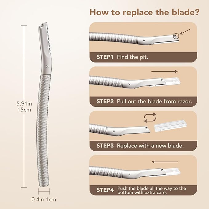 BoxedHome Eyebrow Razor with 11 Blades & Travel Case for Women & Men, Eyebrow Trimmer Shaper, Silver